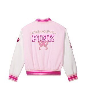 NWT Victoria’s Secret VS Pink x LoveShackFancy Boyfriend Varsity Jacket M Medium